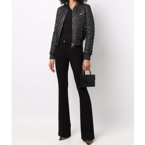 NWT Philipp Plein Couture Elegant Flair Dress Trousers Size 10 12 Black - Picture 2 of 16